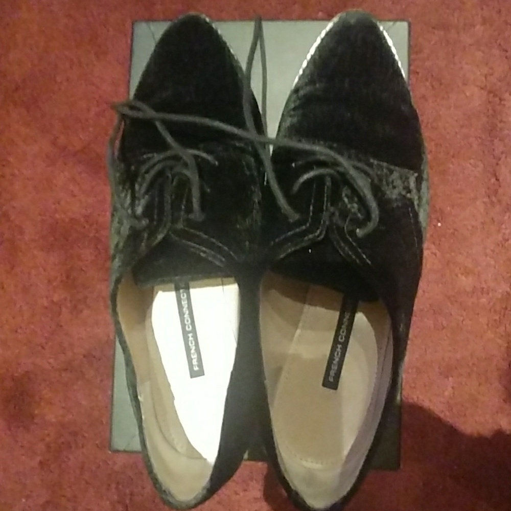 French connection velvet Oxford shoes